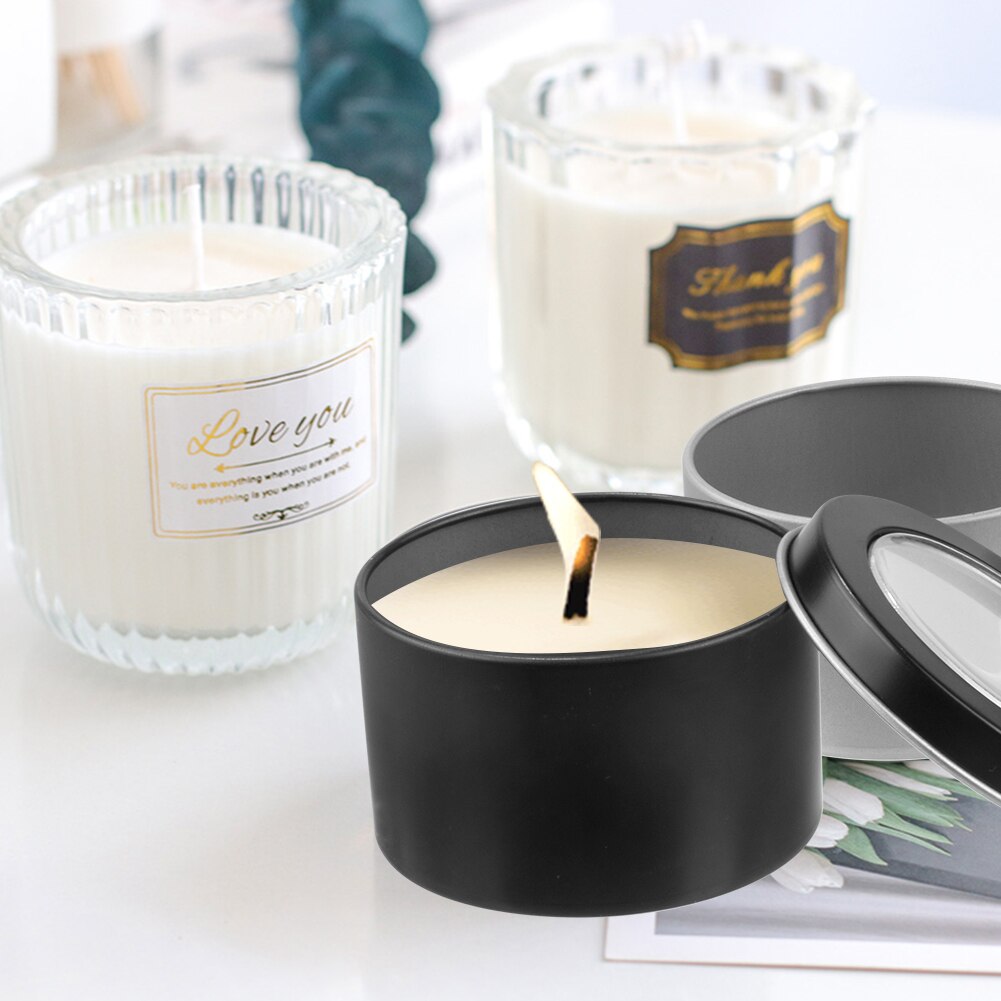 6Pcs Candle Making Tins 104ml Empty Storage Jars With Screw Lids Clear Round Container DIY Sample Jar Tinplate Arts Crafts Box