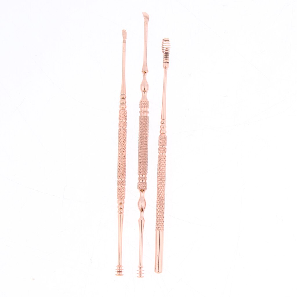 3 Stks/set Double-Ended Roestvrij Ear Wax Remover Lepel Earpick Oor Schoner Gereedschap Voor Vrouwen Mannen