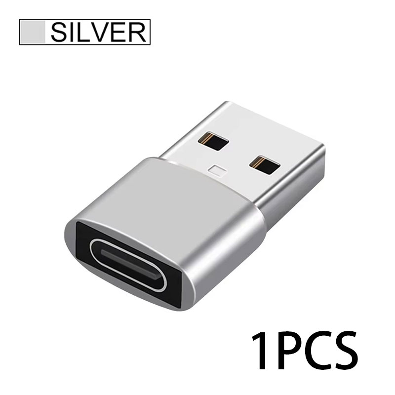 USB Male To USB C Adapter, USB To Type C Fast Charging/Transfer and OTG Function. Compatible with IPhone15 14 13 Plu: Silver