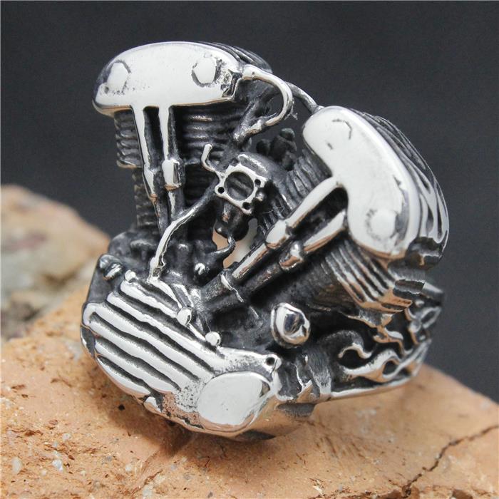 Anillo de acero inoxidable 316L para motor de motociclista, para hombre, para , talla 7 a 15
