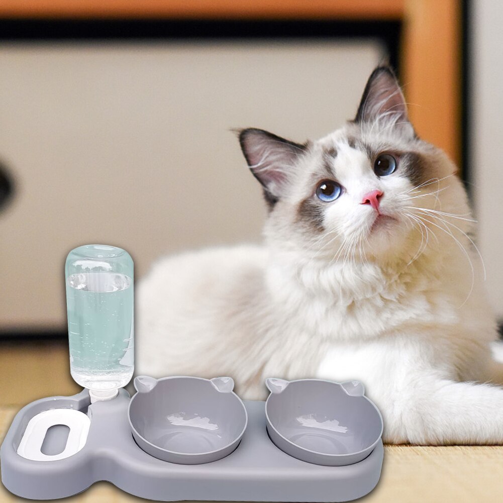 Automatic Pet Water Dispenser Double Bowl Cat Water Storage Food Container Basin Anti-overturning Waterer Feeder Pets Dish Bowl