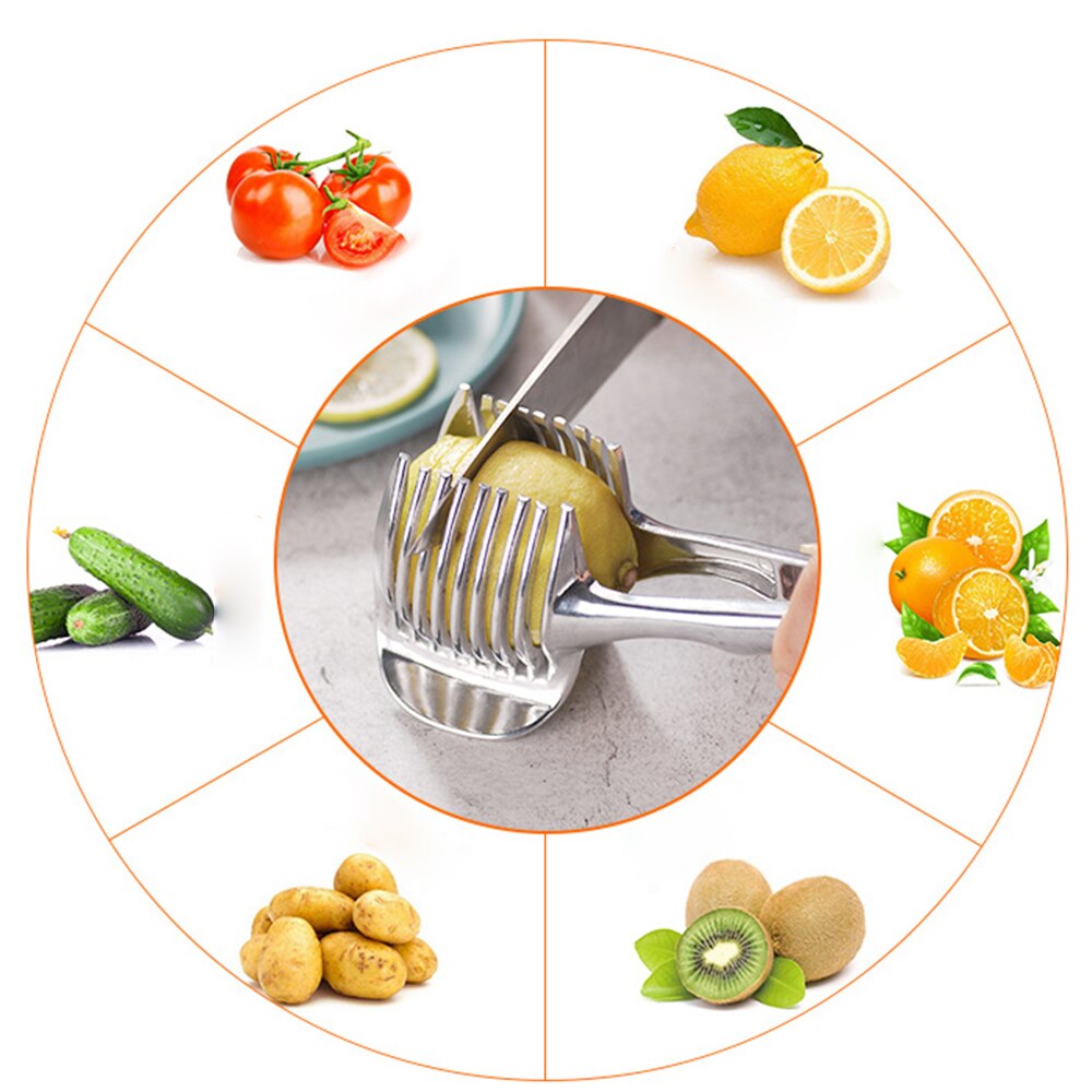 Stainless Steel Potato Slicer Tomato Cutter Tool Shreadders Fruit Lemon Cutting Holder Slice Cooking Tools Kitchen Accessories