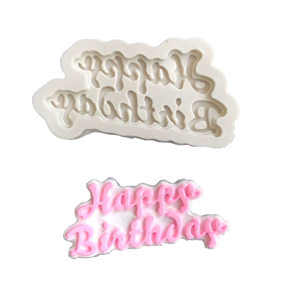 Happy Birthday Letter form silicone mold chocolate fondant cake decoration Tools cupcake mould: 2