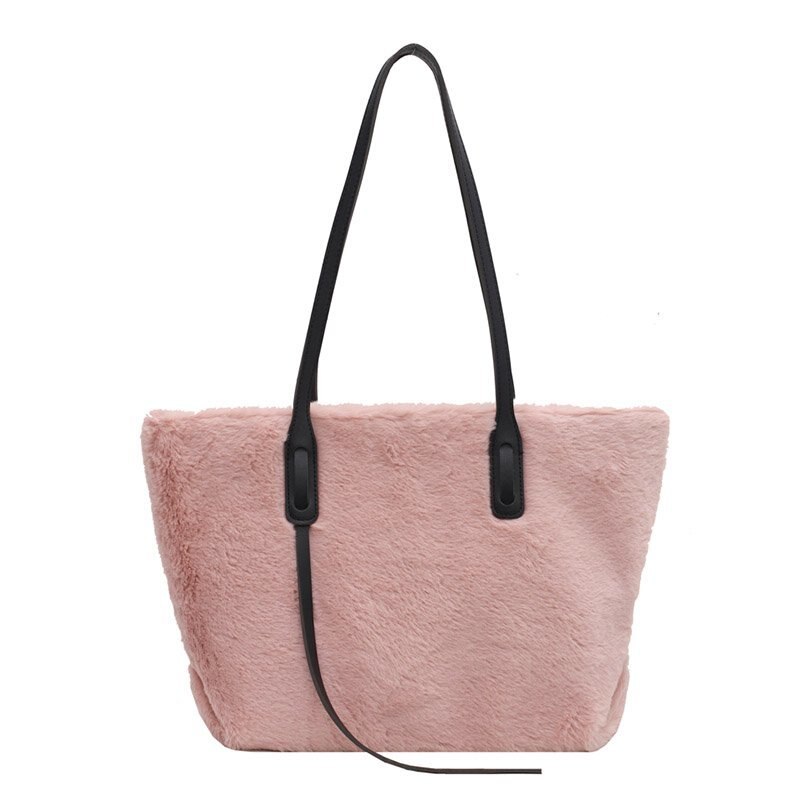 Vrouwen Schoudertas Winter Bont Handtas En Portemonnees Dames Bolsaszakken Voor Vrouwen Schouder Purse Pluche Dames Tas grote: Pink Shoulder Bag