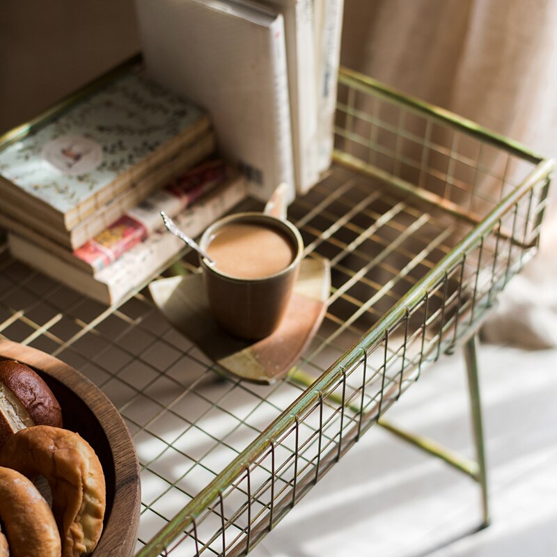 rustic handmade rectangle wire top metal vintage side table