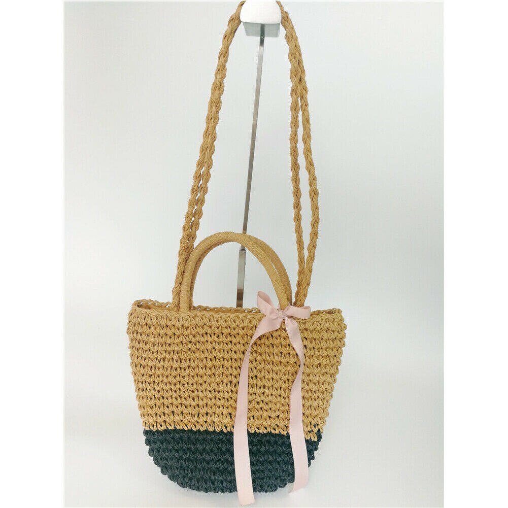Dames handtas stro tas rotan rieten vlechtwerk schoudertassen strand handtas crossbody: B