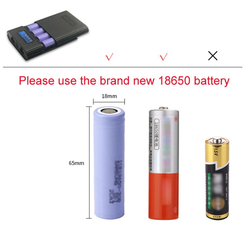 2 USB Ports 4x18650 batteries Free Soldering Anti-Reverse DIY Power Bank Box 4x 18650 Battery LCD Display Charger For iphone