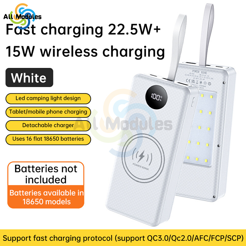 16 Cells 18650 Power Bank Case DIY Kits 22.5W Fast Charging Lithium Battery Charging Case DIY Lithium Battery power Bank Box