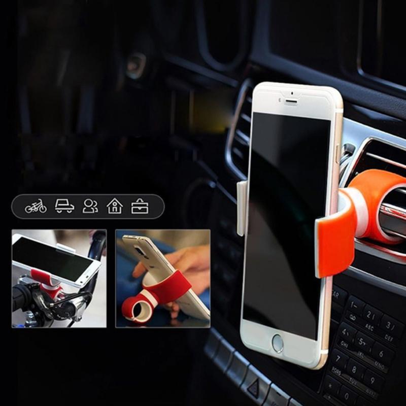 Dubbele C 360 Roterende Universal Air Vent Mount Auto Houder Stand Fiets Mobiele Desktop Telefoon Houder Voor iphone Xiaomi ondersteuning