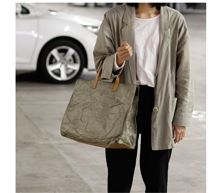 DuPont-Bolso de mano Vintage de gran capacidad para mujer, bandolera de papel Kraft, informal,