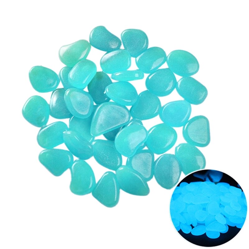 QX2E Luminous PebbIes 100 Pieces Luminous PebbIes Luminous Stone Aquarium Colourful Luminous PebbIe Walkway Decorations Stone: sky blue