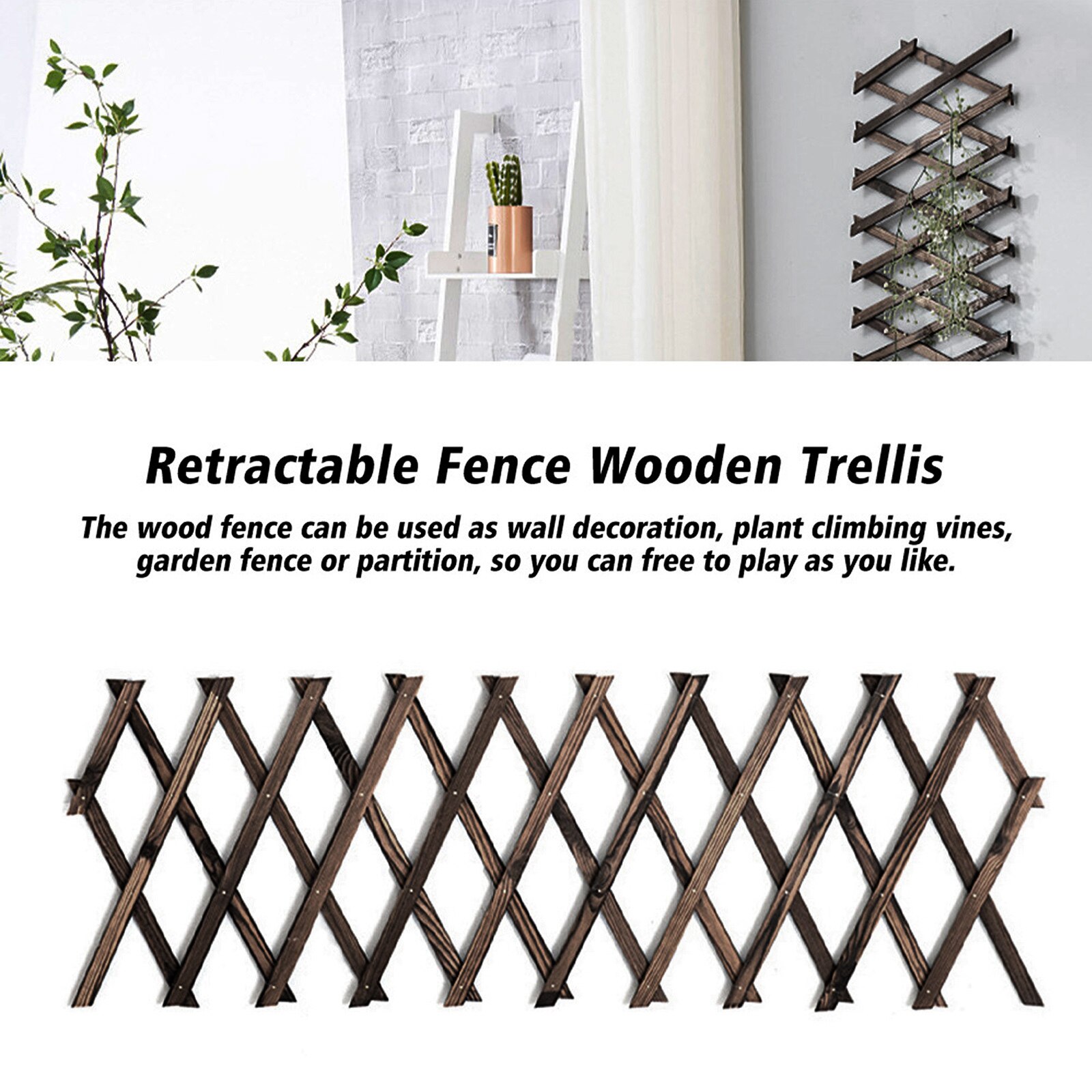 Extendable Wooden Trellis Lattice Fence Panel Lawn Decor Flowers Growing