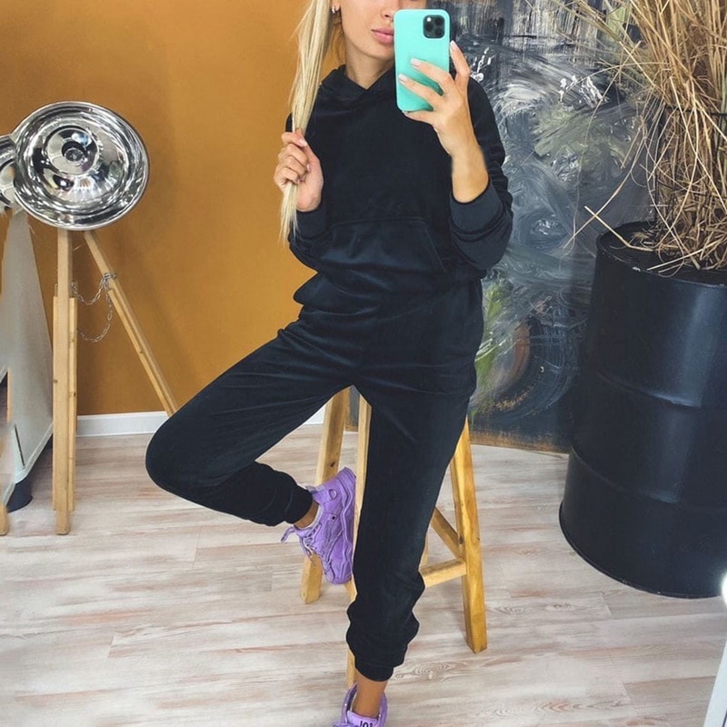 LOOZYKIT automne velours survêtement femmes velours ensemble survêtement ensembles hiver velours costume deux pièces ensemble femmes 2 pièces tenues