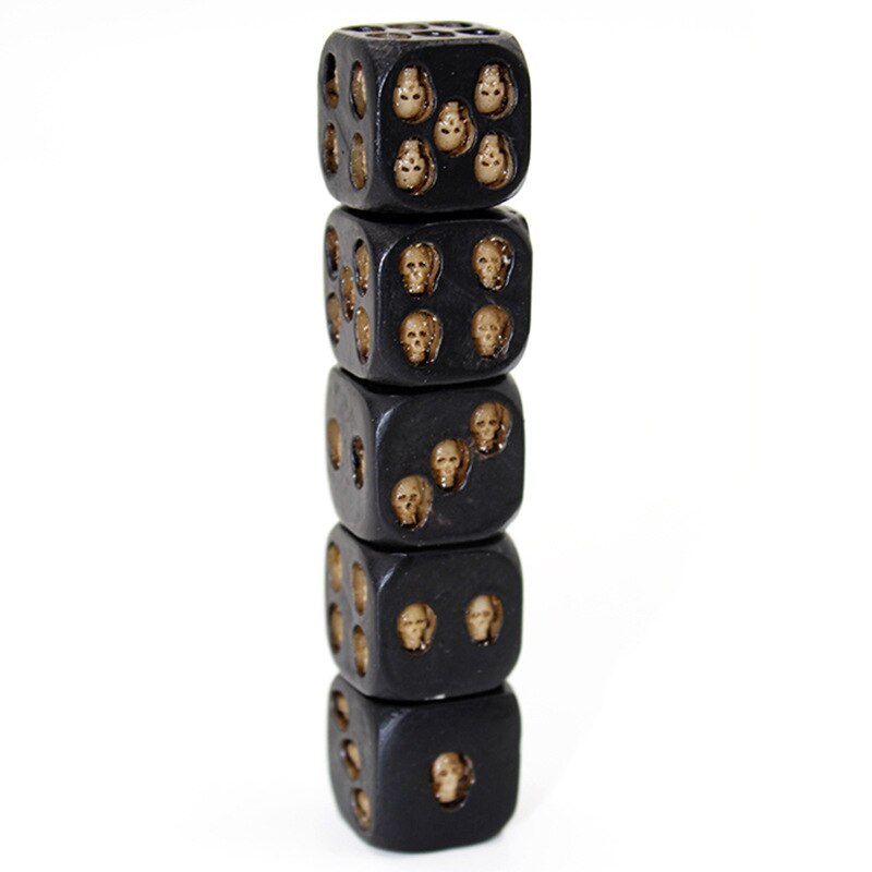 5Pcs/Set HANDMADE Skull Bones Dice Six Sided Skeleton Dice Club Pub Party Game Toys Resin Dice for Children and Adults: Default Title