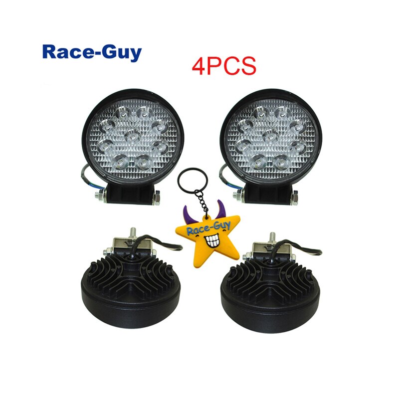27w Flood Round LED Head Offroad Light For Trailmaster 150cc XRX XRS Dune Buggy SUV Truck ATV Quad UTV Go Kart: 4 Pieces