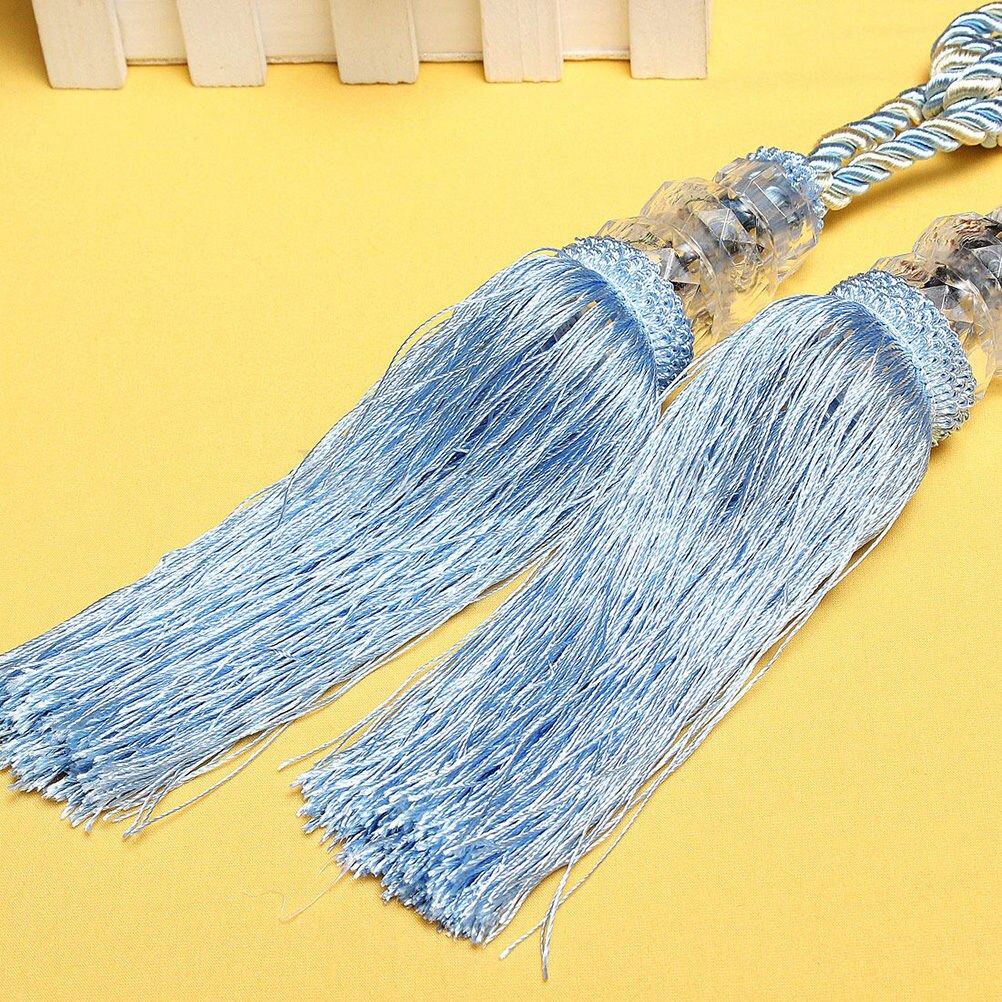 Prachtige europese stijl gordijn kwastjes hangbal kleine kristallen dubbele bol landelijke gordijn tieback 1 paar: Blauw