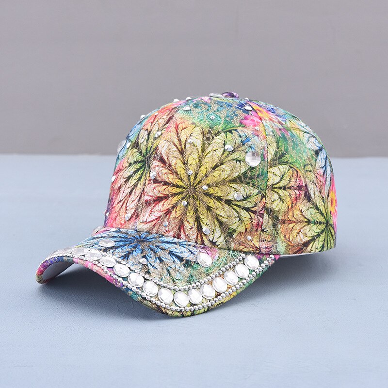 Sombrero de sol para mujer y niña, gorra de béisbol con diamantes de imitación y perlas, colorida, Snapback, Cool Star: 15