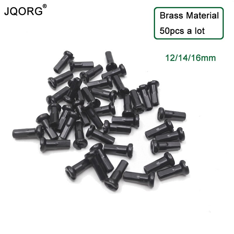 JQORG 50 Pcs A Lot Spoke Nipples Black Color 12/14/16mm Length Brass Material Mountain Bike MTB Spokes Nipples For Bike Wheel