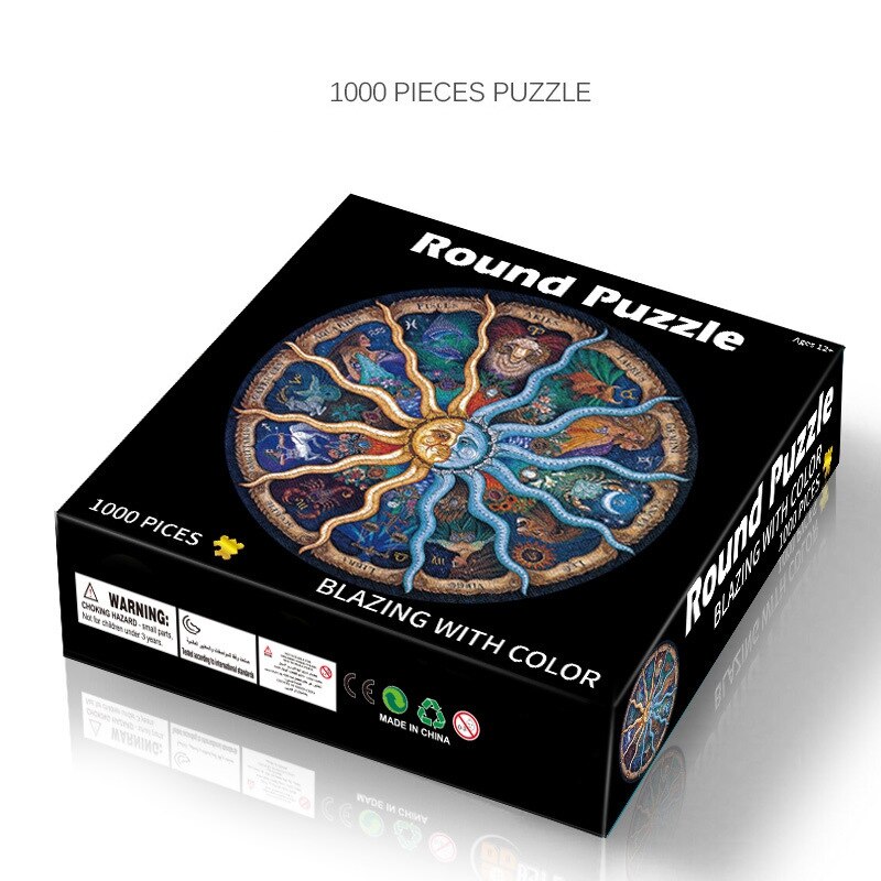 1000 Stuks Puzzels Ronde Legpuzzels Zodiac Vloer Puzzel Kids Voor Home Decor-Twaalf Sterrenbeelden