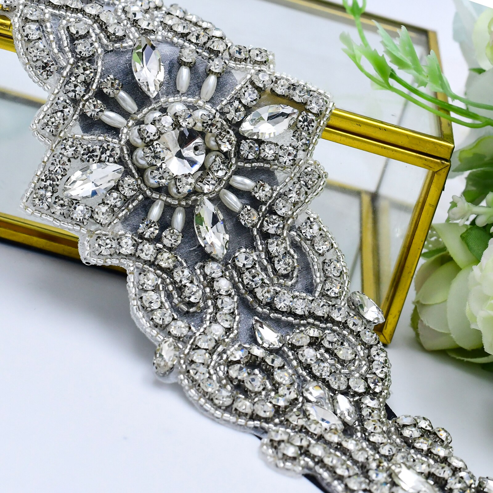 YouLaPan S26 Silver Rhinestone Bridal Belts Small ... – Grandado