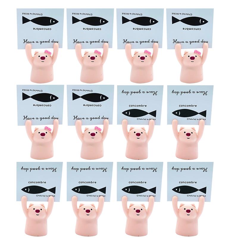 12 Pcs Bruiloft Plaats Kaarthouder Tafel Kaarthouder Cartoon Mooie Varken Naam Card Stand Note Clip Tafel Card Nummer clip