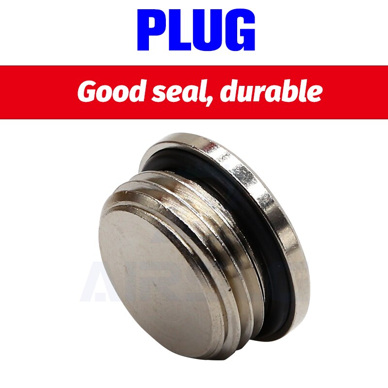 10Pcs/lot M5 1/8 1/4" 3/8" 1/2" 3/4" copper inner hexagonal plug with sealing ring plug copper plug End Cap For Pneumatic