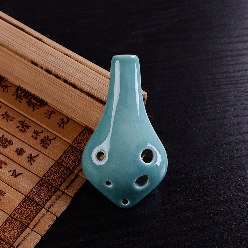 Ocarina diskant  sc 6 hullers langt rør ocarina studerende nybegynder ocarina musikinstrument til at sende musikbånd: Blå