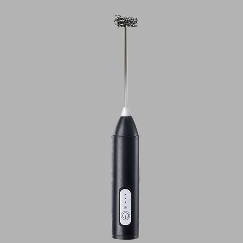 Batidora de leche eléctrica, Espumador de leche de mano de acero inoxidable, batidor de café inalámbrico, batidor de huevos, herramientas para Cocina: Negro