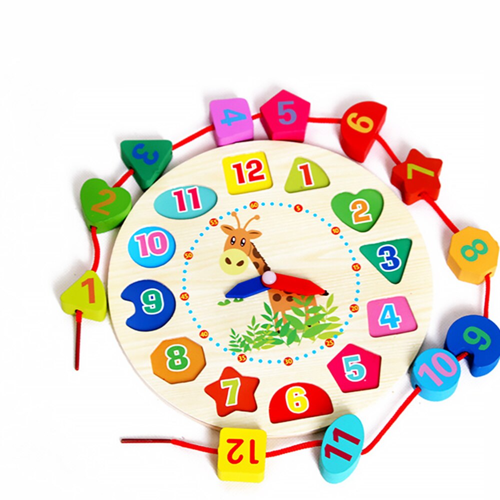 1pc koraliki zegar drewniany zegar zegar edukacyjny wczesna nauka dla chłopców dziewcząt małych dzieci