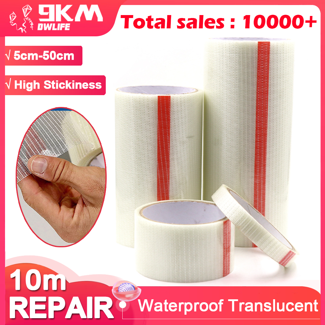 Kite Ripstop Reparatie Tape Patch 5Cm-50Cm Waterdichte Hoge Kleverigheid Doorschijnend Voor Zeil Spinnaker Paragliders Luifels Tenten