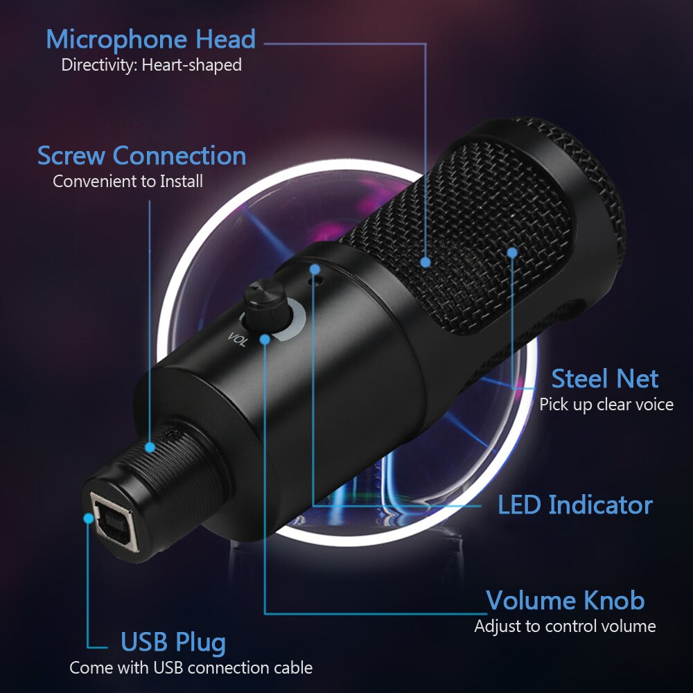 Micro USB micro Plug and Play pour ordinateur ordinateur portable USB prise support Studio Podcasting enregistrement micro fone karaoké micro