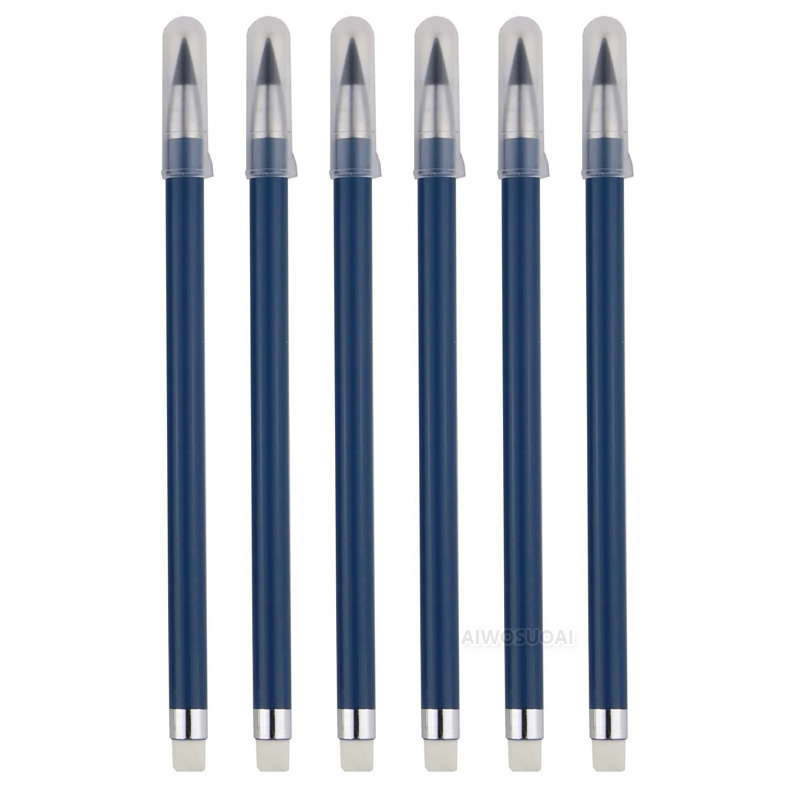 6 unids/set lápiz sin tinta escritura ilimitada sin tinta HB pluma herramienta de pintura para bocetos escuela suministros de oficina para papelería para niños: Azul