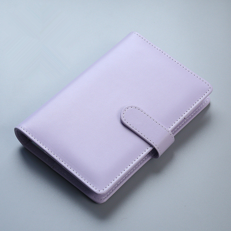Cute A5/A6 Leather Notebook Cover Loose Leaf Refill Spiral Binder Kawaii Stationary Papelaria Planner Diary Replacement Cover: Purple / A6