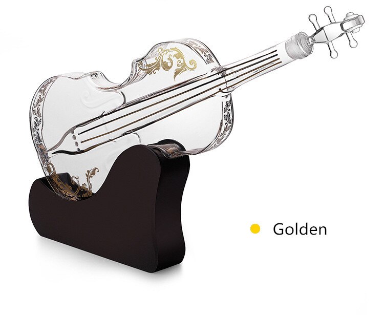 Craft Bottle Violin Glass Bottle High-End Whisky Violin Decanter Wine Whiskey Decanter Bottle Set: Gold