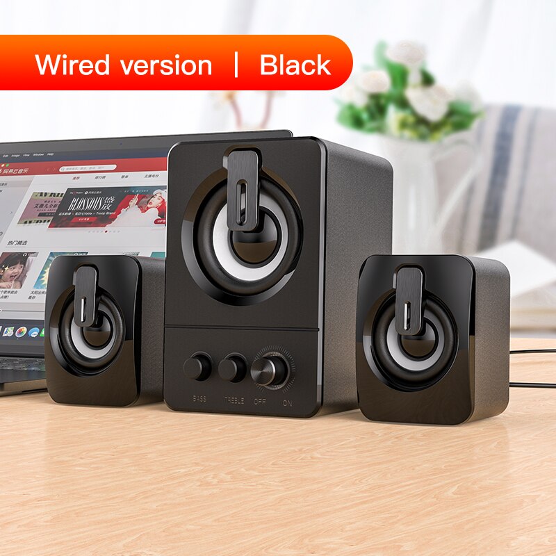 Usb Bedrade Computer Speakers Pc 4D Stereo Sound Surround Luidspreker Voor Laptop Desktop Bluetooth Speaker Multimedia Luidspreker: wired black 3pcs