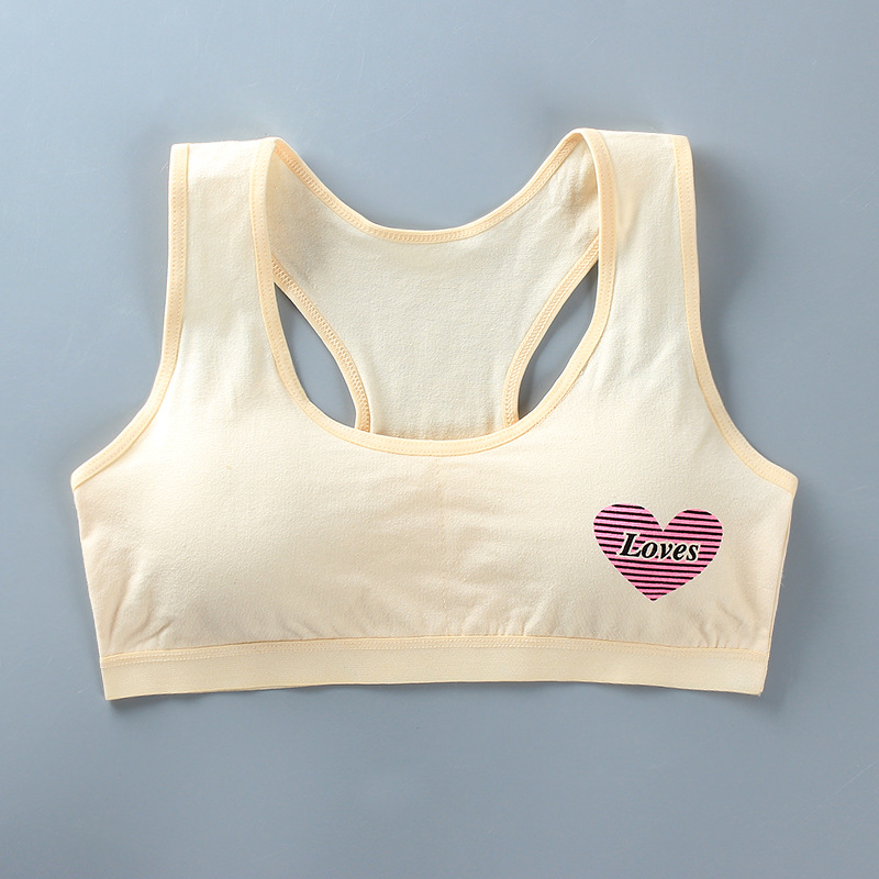 5pcs/Lot Cotton Young Girls Training Bra 8-18 Years Old Children Sports Wear Bras Teenage Undervest: Beige