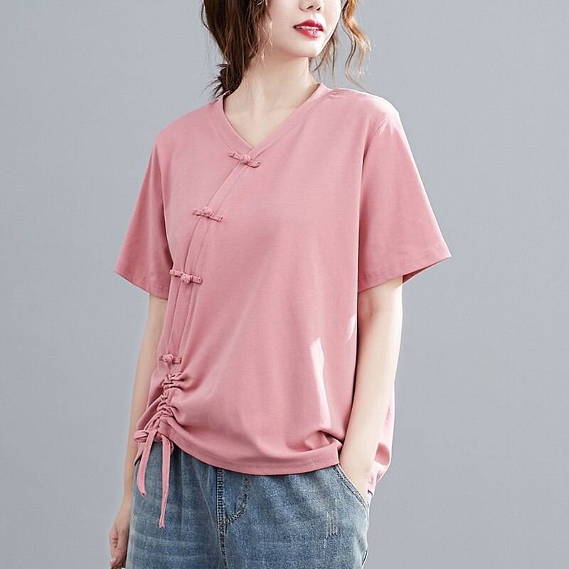 Ladies Chinese Tops Summer Top Women Retro Oblique Shirt Qipao Cheongsam Top Tea Chinese Style Clothing Women KK4219