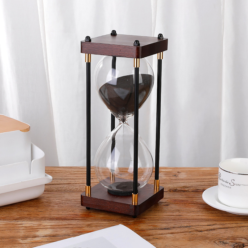 30 minuten vintage zandlopers creatieve studie houten vier-stijlen 30 minuten kleurrijke zand zandloper timer cadeau desktop ornamenten: Zilver