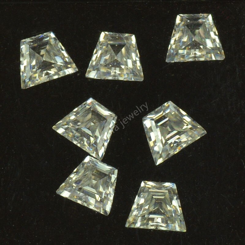Moissanita-piedra preciosa VVS1 en forma de trapezoidal, Gema cortada, Diamante Blanco, 5A