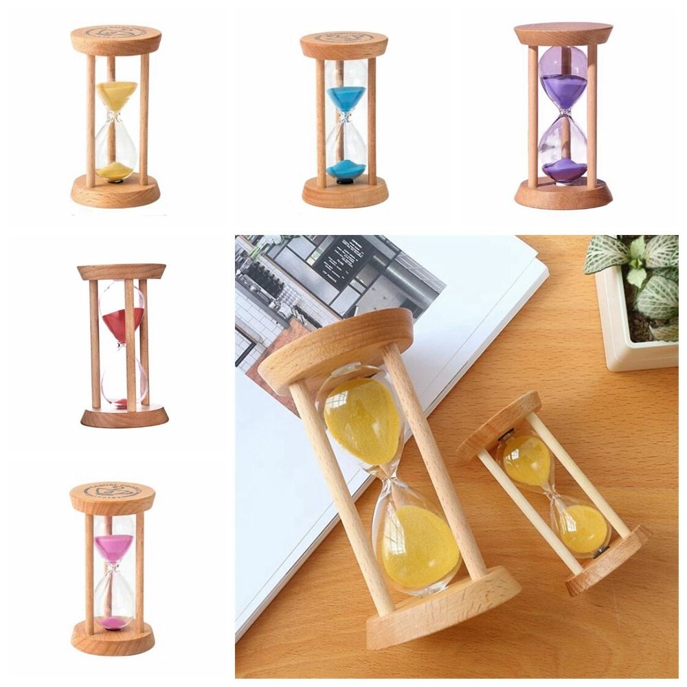 Langlebige, stabile Verbindung, Holz-Sanduhr, Holz, 1/3/5 Minuten, runde Sanduhr-Timer, 5 Farben, keine Verformung, Küche