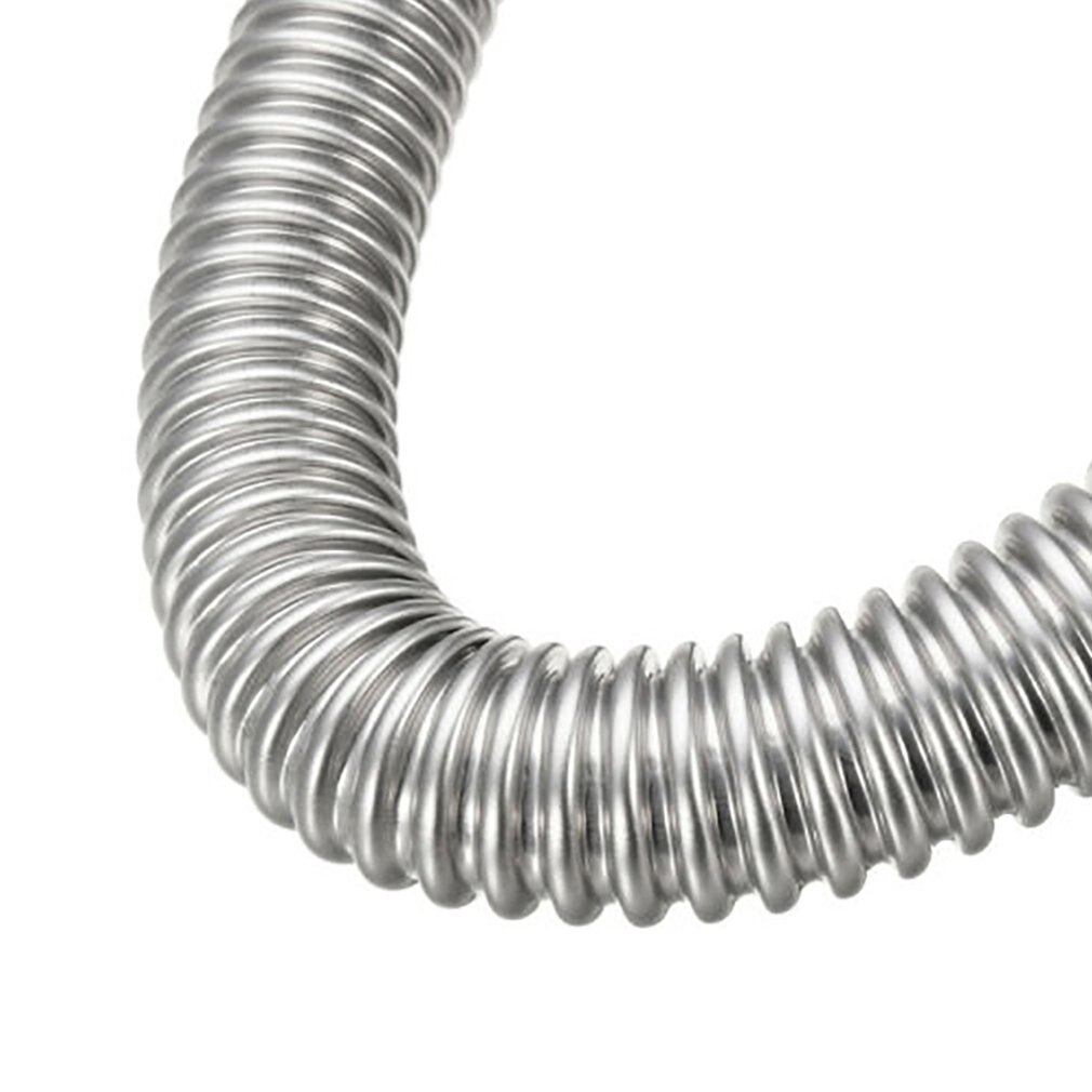 60cm Car Stainless Steel Material Exhaust Pipe Corrugated Round Pipe Parking Silencer Diesel Heater Silver