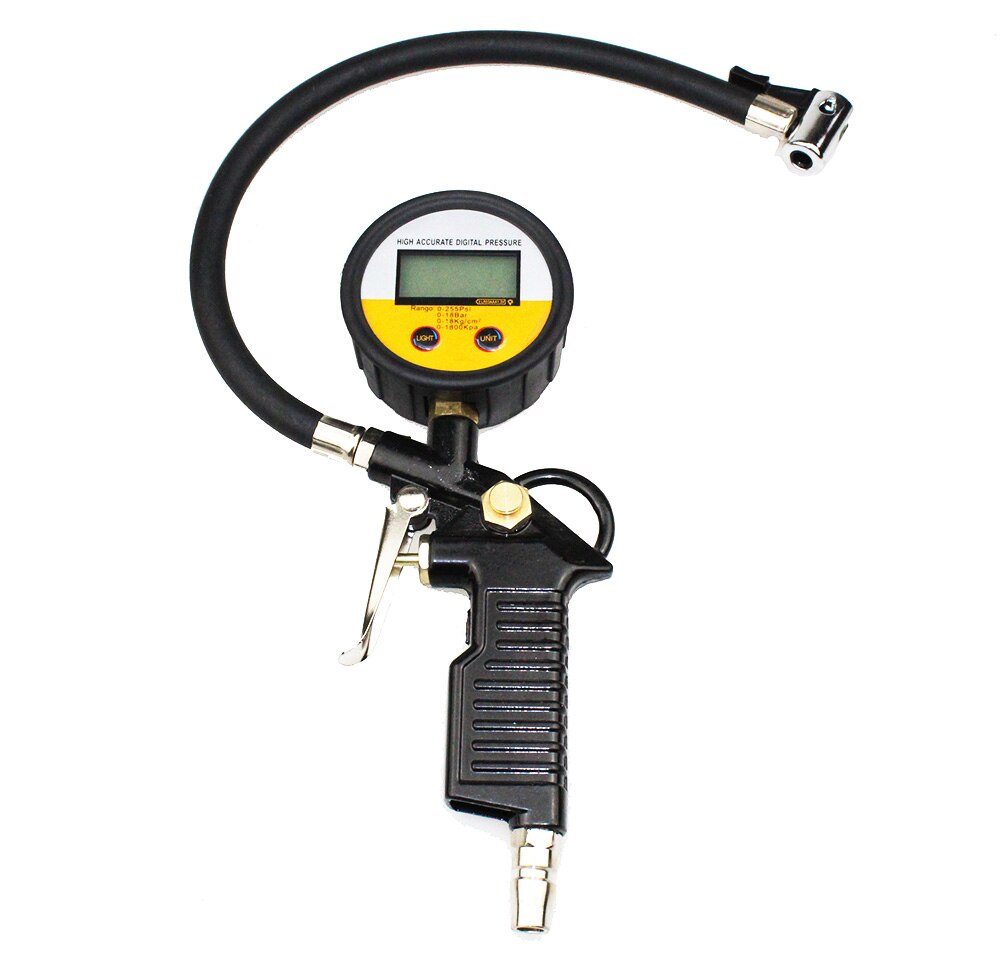 255 PSI Digital Tire Inflator Gauge LCD Backlit Screen With Hose and Quick Connect Coupler For Cars and Motorcycles