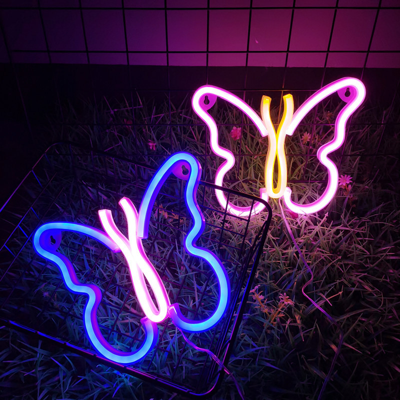 Luz de neón decorativa LED multifuncional para dormitorio, atmósfera del hogar, luz decorativa de primavera y verano, luz de estilo para fiestas navideñas, luz nocturna para habitación de niños, USB o con batería