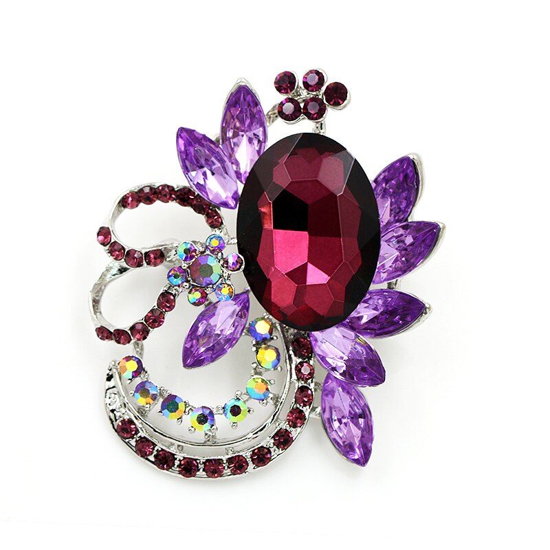 ¡Venta directa de fábrica! broche de diamantes de cristal y piedras acrílicas transparentes de color rojo y azul en varios colores: 937 purple