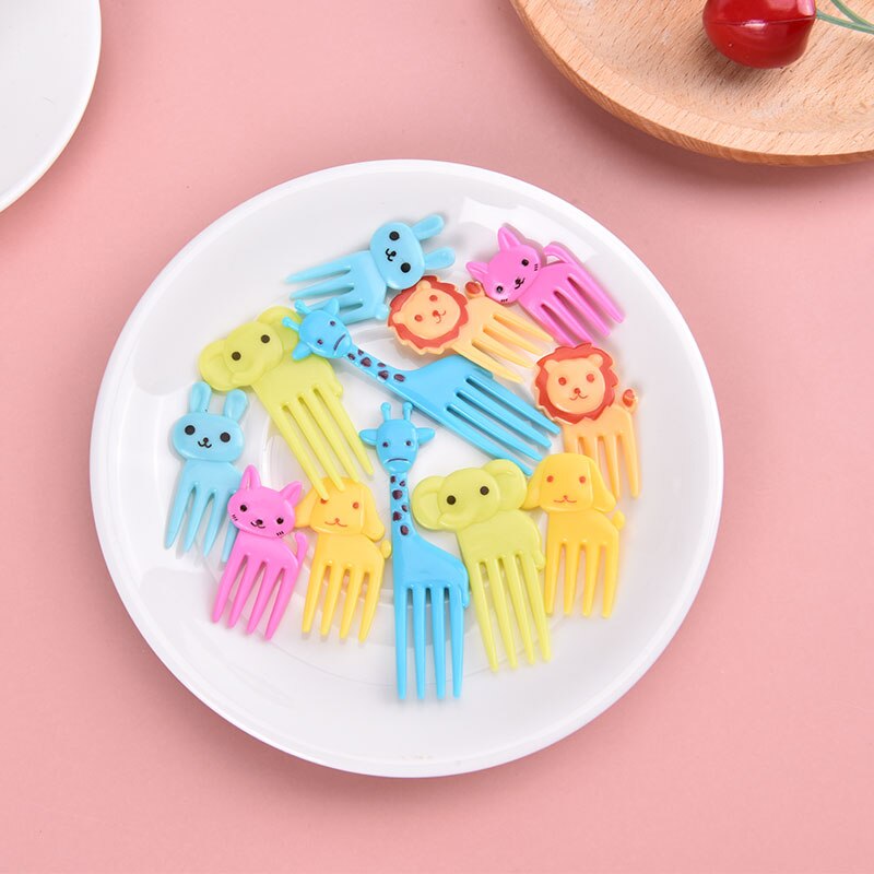 Fruit Vork Mini Cartoon Kinderen Eten Fruit Pick Tandenstoker Party Decoratie Kleur Willekeurige Brand En