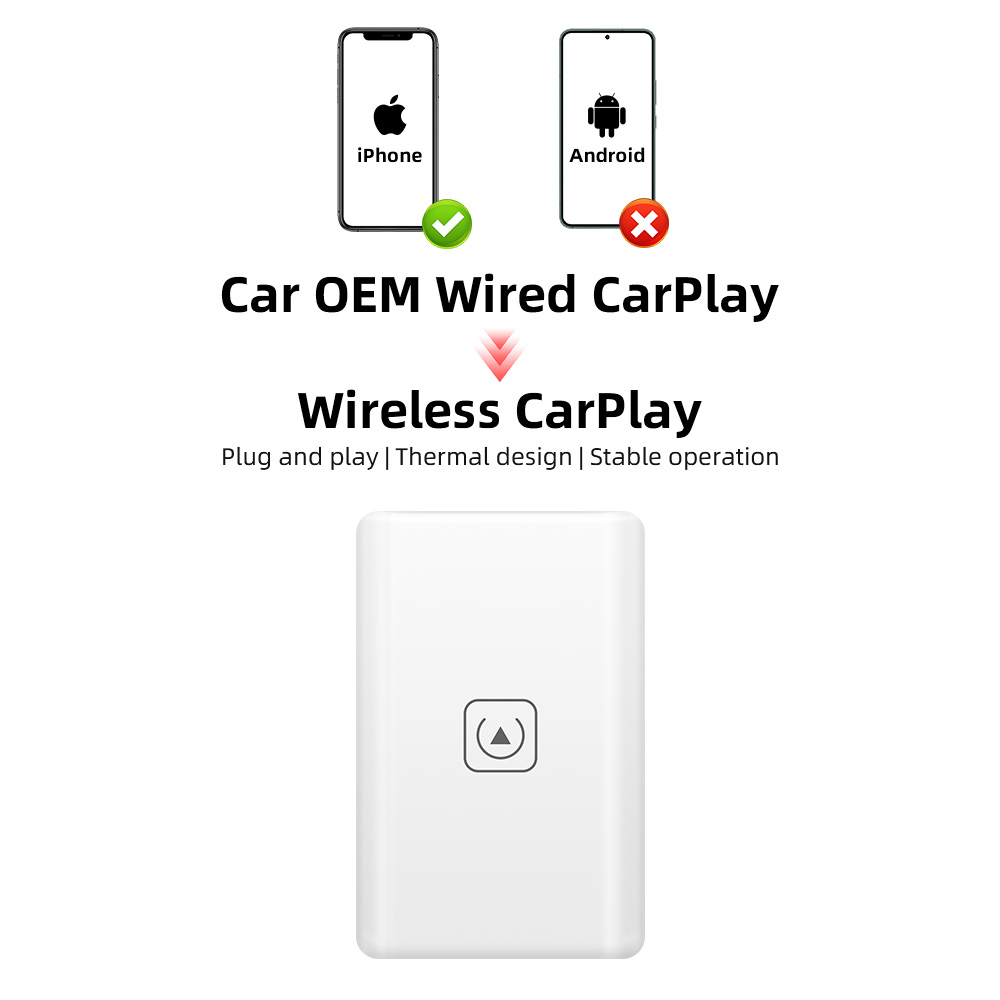 TIMEKNOW Wireless CarPlay Adapter for Apple iPhone Wired to Wireless Carplay Dongle Plug And Play USB Connection Auto Car Dongle: WHITE