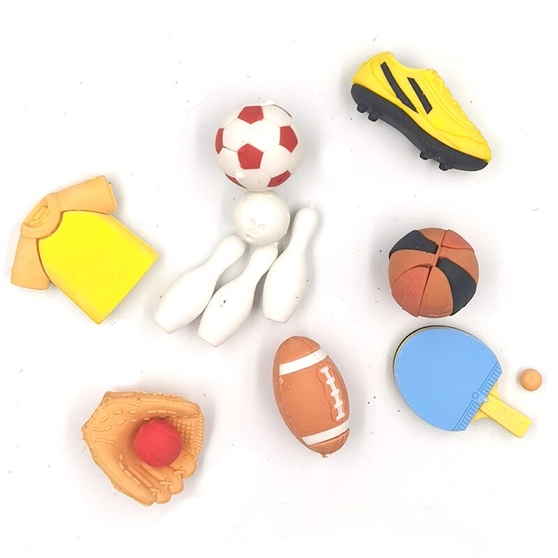 Ball Game Eraser Novelty Kids Prize Mini Sports Rubber Eraser as School for Kids 50pcs / lot
