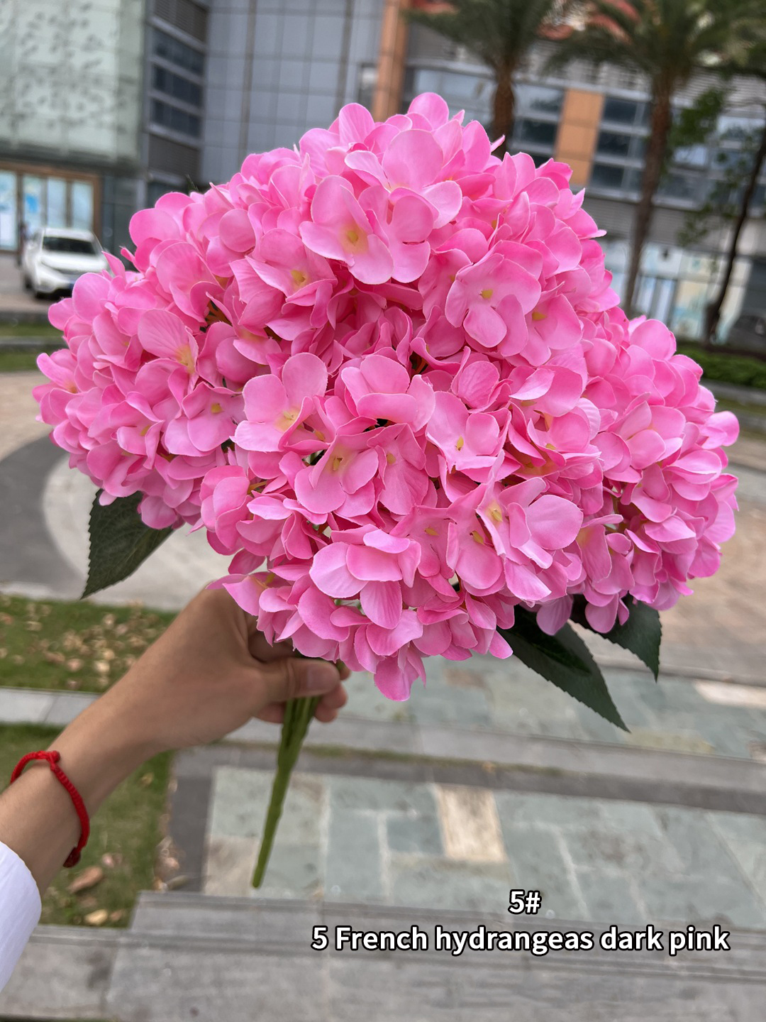 Kunstzijde Hortensia Bloemboeket, DIY Home Decor, Bruidsboeket, Bruiloft Decoratie, Bloemstuk, Grote Si: Deep Pink