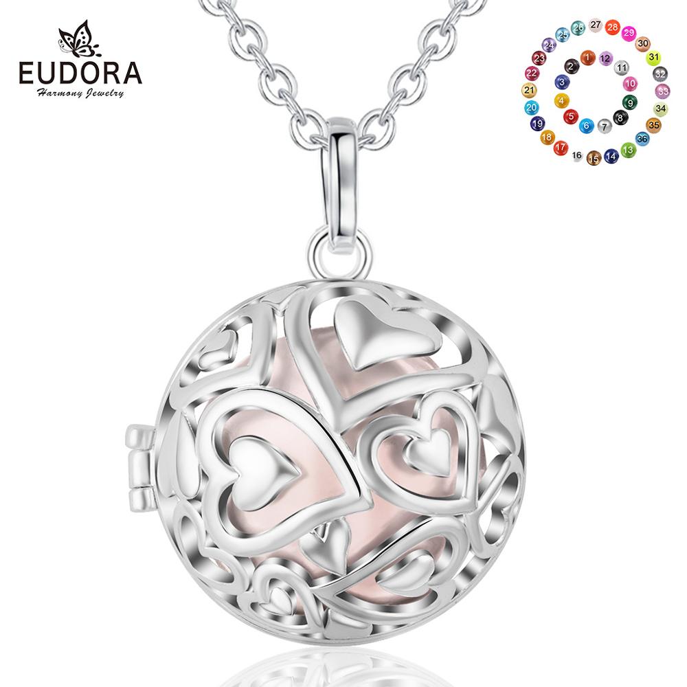 Eudora-collar con colgante de bola de la armonía para mujeres embarazadas, Gargantilla redonda de corazón, ajuste de 20/18mm, Bola de carillón de sonido Musical para mujeres embarazadas K292