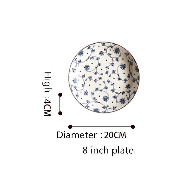 Japanse Stijl Keramische Keuken Plaat Servies Set Voedsel Gerechten Rijst Salade Noedels Kom Soep Keuken Cook Tool 1 Pc: 8inch plate